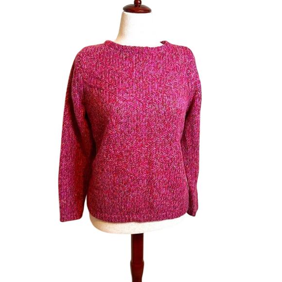 J. Jill sweater pink multicolored heathering chevron wool blend pullover Sz M - Picture 1 of 8